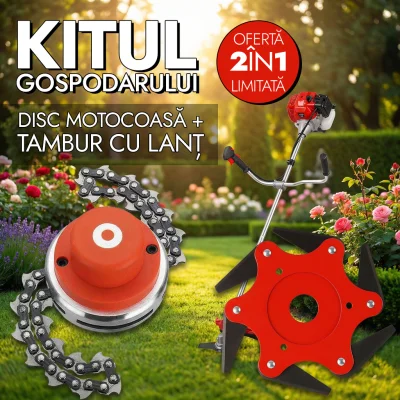 DISC MOTOCOASĂ + TAMBUR CU LANT